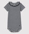 Body con collo millerighe in cotone biologico bebè blu SMOKING/bianco MARSHMALLOW