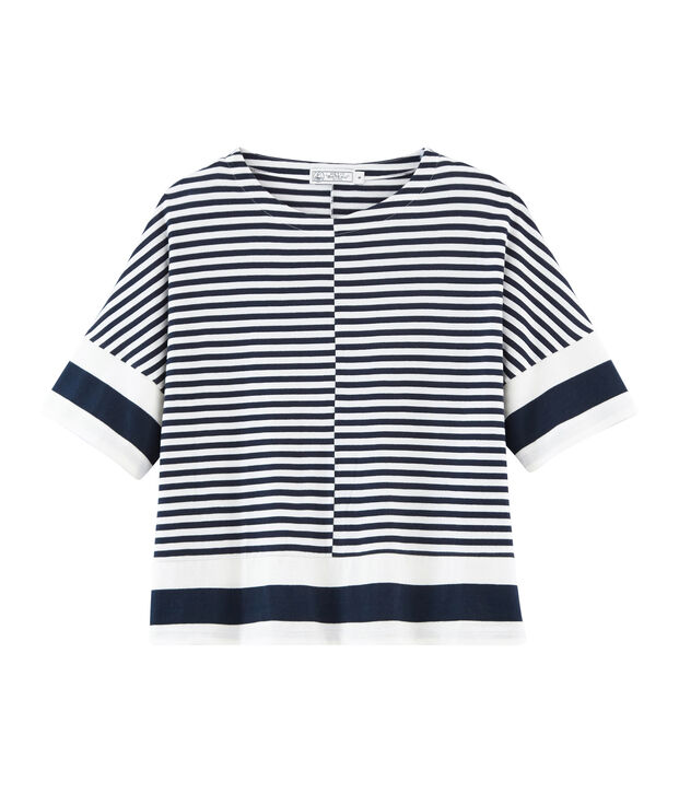 T-shirt grafica maniche corte donna blu/bianco