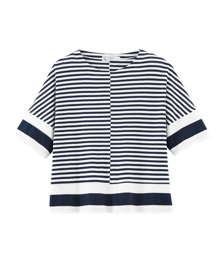 T-shirt grafica maniche corte donna blu SMOKING/bianco MARSHMALLOW