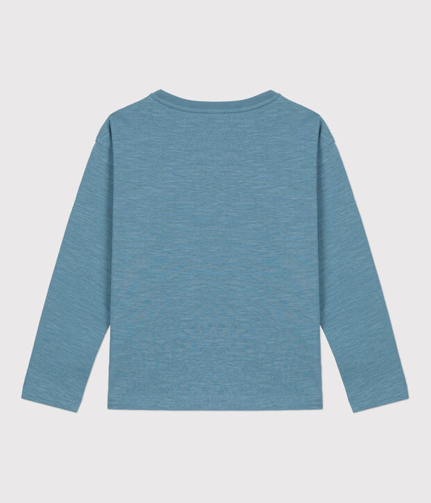 T-shirt bambino a maniche lunghe in cotone blu