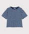 T-shirt LE BOXY in cotone donna blu MEDIEVAL/bianco MARSHMALLOW