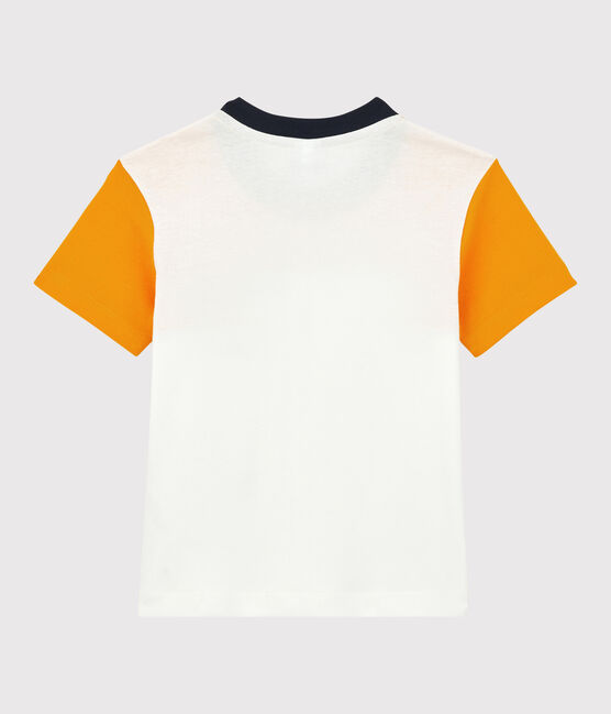 T-shirt maniche corte in cotone bambino giallo TEHONI/bianco MARSHMALLOW