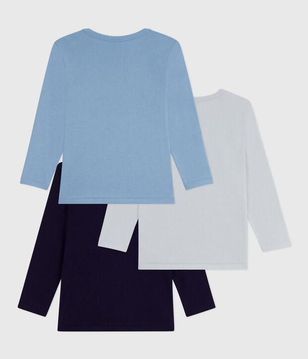 Set di T-shirt a maniche lunghe in cotone tinta unita bambino multicolore