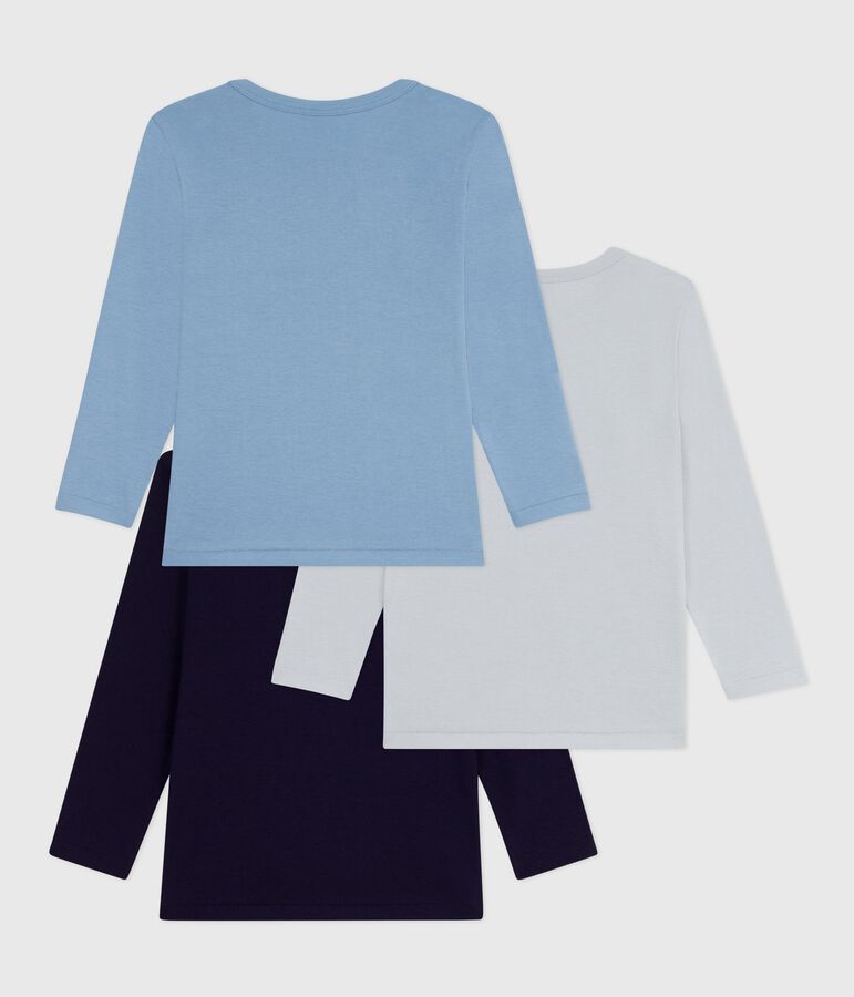 Set di T-shirt a maniche lunghe in cotone tinta unita bambino multicolore
