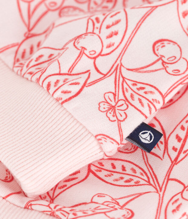 Felpa in cotone con stampa di ciliegie rosa neonato rosa/rosso