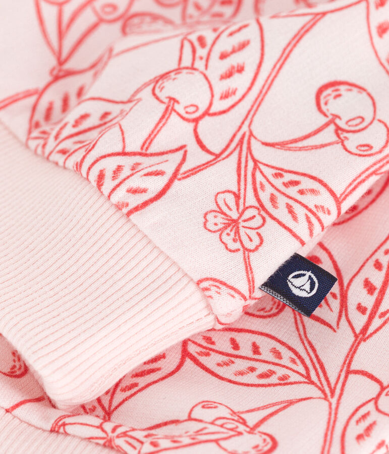 Felpa in cotone con stampa di ciliegie rosa neonato rosa/rosso