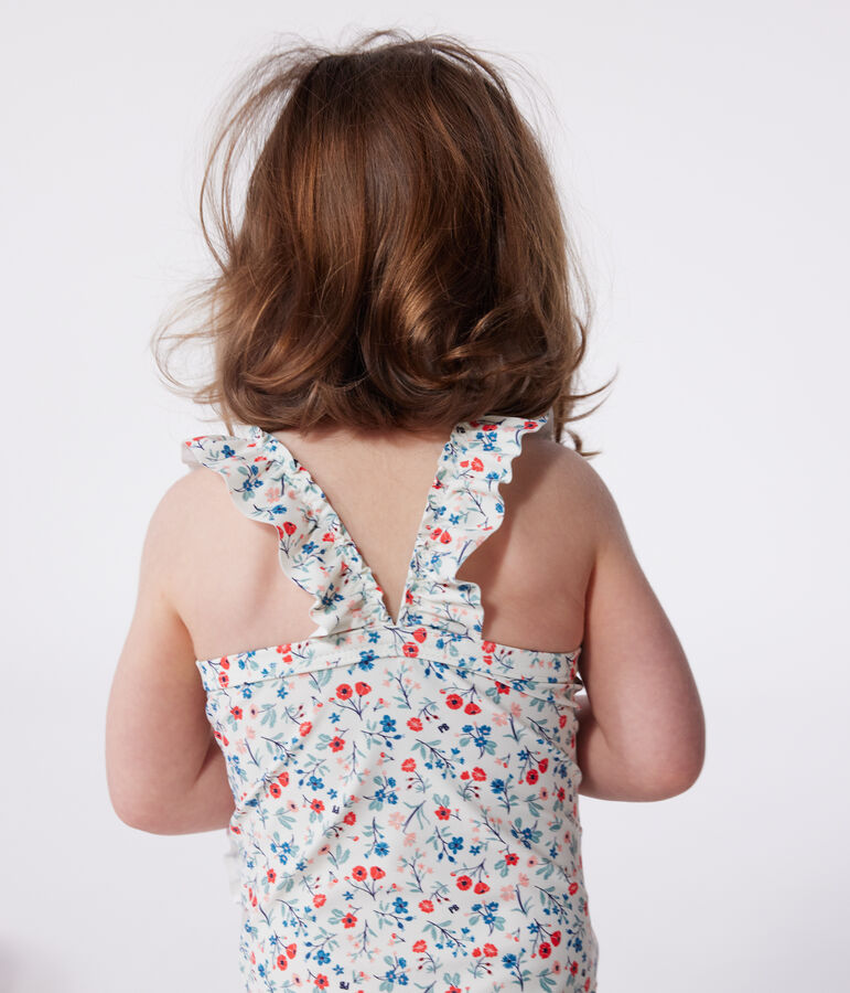Costume da bagno intero con stampa floreale e volant neonato bianco/multicolore
