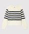 Pullover mohair bambina in cotone bianco MARSHMALLOW/blu SMOKING