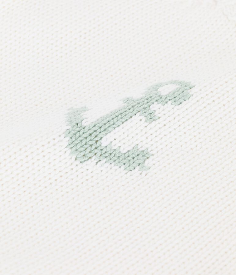 Maglione alla marinara  per beb&egrave; con motivo di ancore bianco/verde