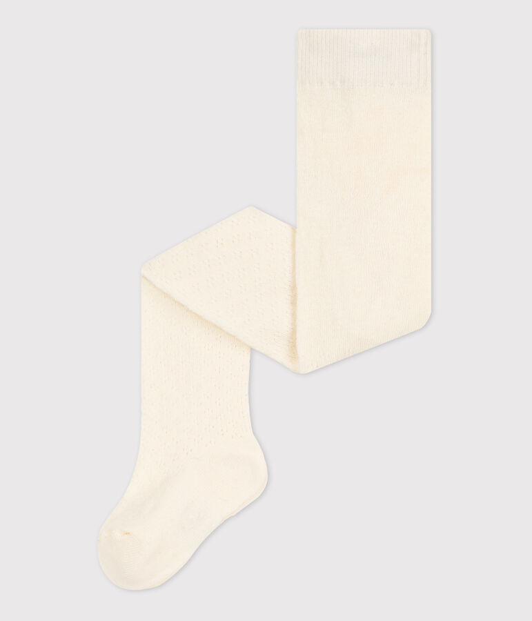 Collant traforati in jersey per neonati ecru