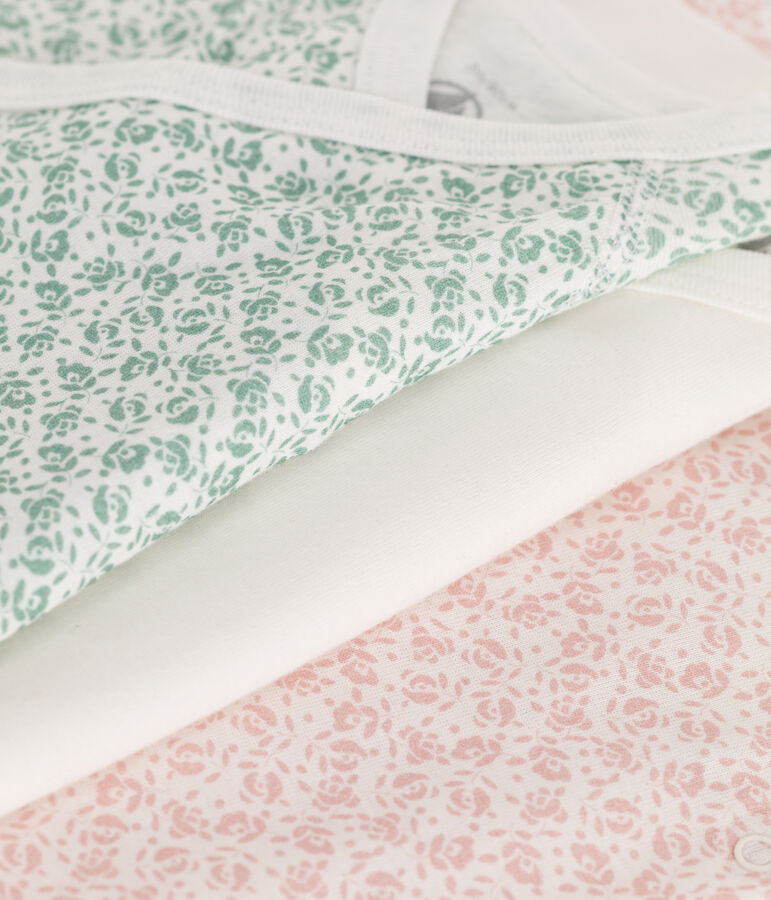 Set da 3 body incrociati a maniche corte in cotone con stampa neonato multicolore