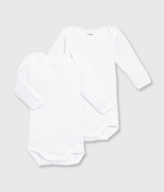 Confezione da 2 body bianchi a manica lunga bebè bianco MARSHMALLOW