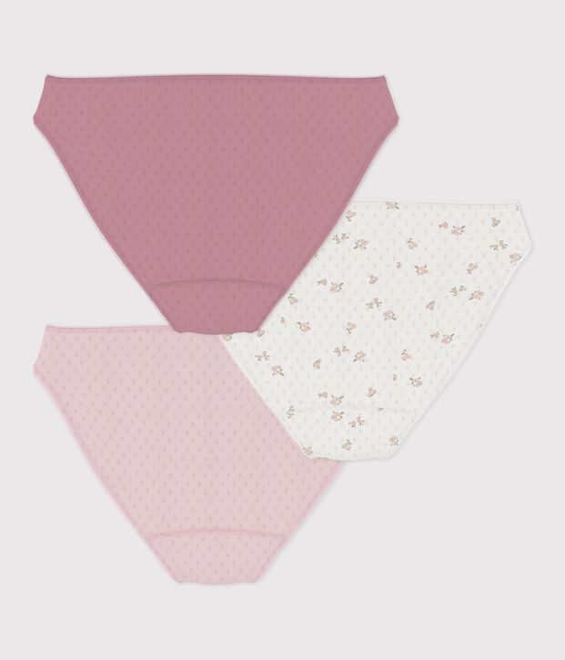Set di slip in cotone traforato a fiori donna multicolore