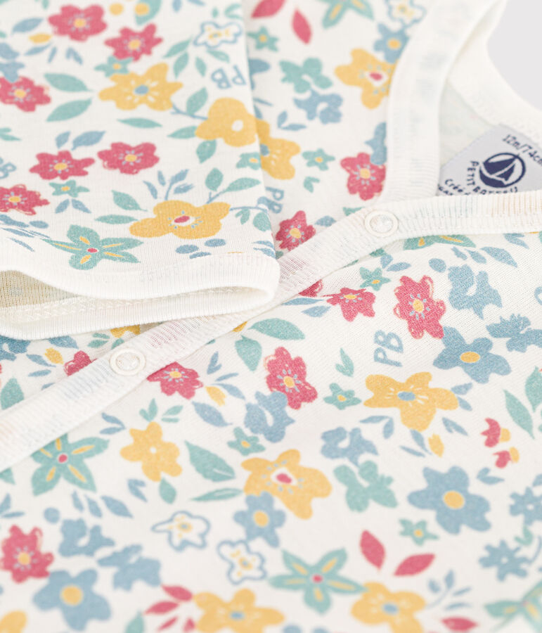 Tutina pigiama senza piedi in cotone stampato bianco/multicolore