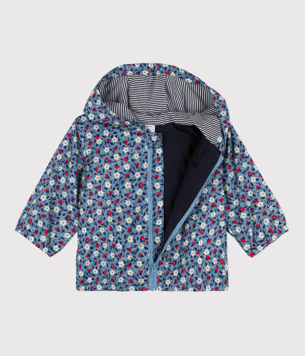 Giacca a vento per beb&egrave; in poliestere riciclato blu/multicolore