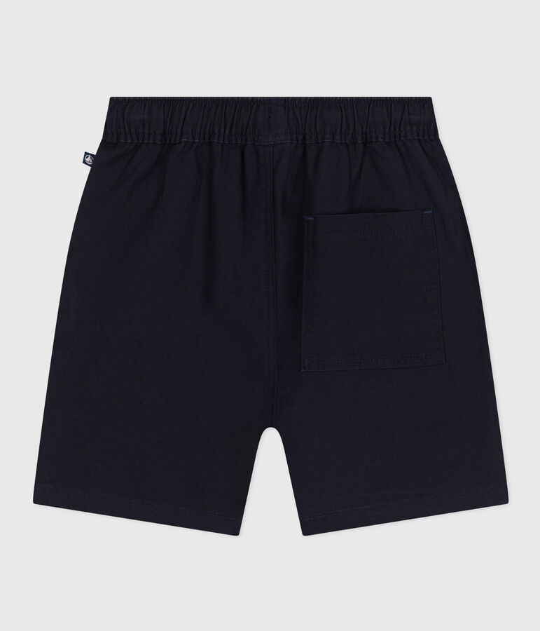 Shorts in twill di cotone e lino bambino blu SMOKING