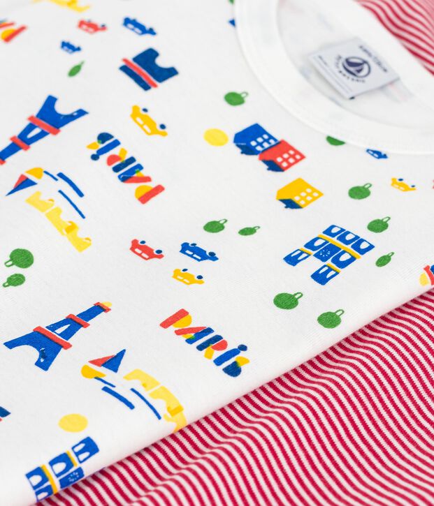 Set di T-shirt a maniche lunghe in cotone con stampa Parigi bambino multicolore