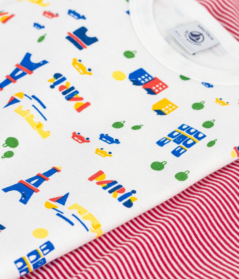 Set di T-shirt a maniche lunghe in cotone con stampa Parigi bambino multicolore