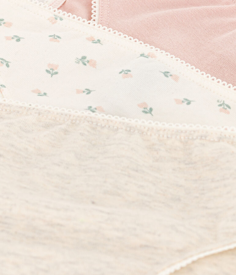Confezione da 3 slip a fiori bambina in cotone ed elastam multicolore