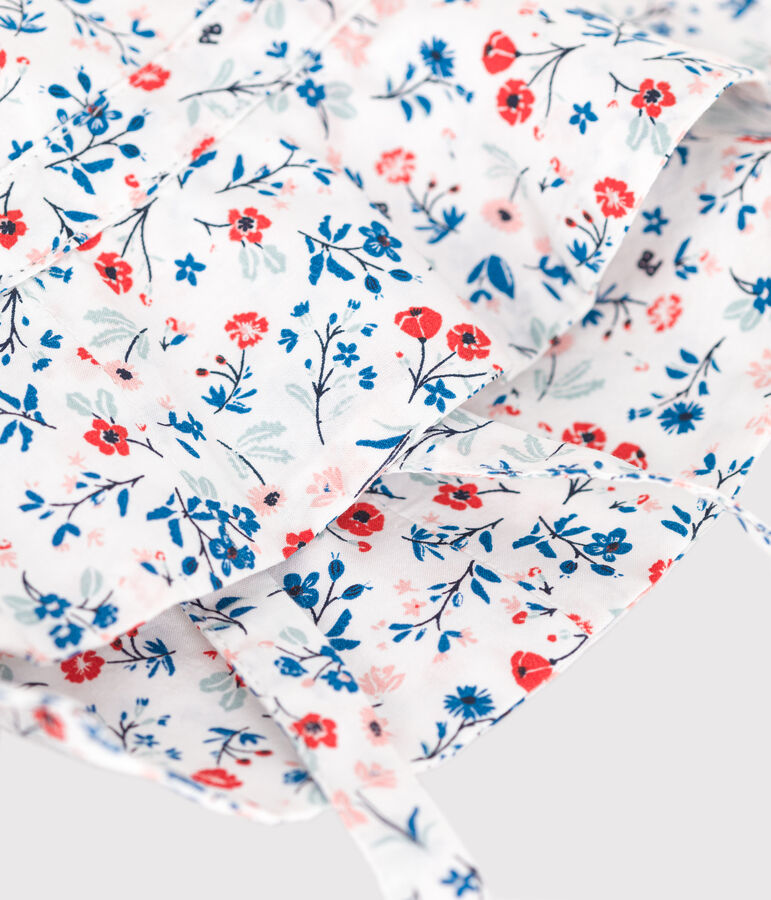 Cappellino in popeline con stampa a fiori neonata bianco/multicolore