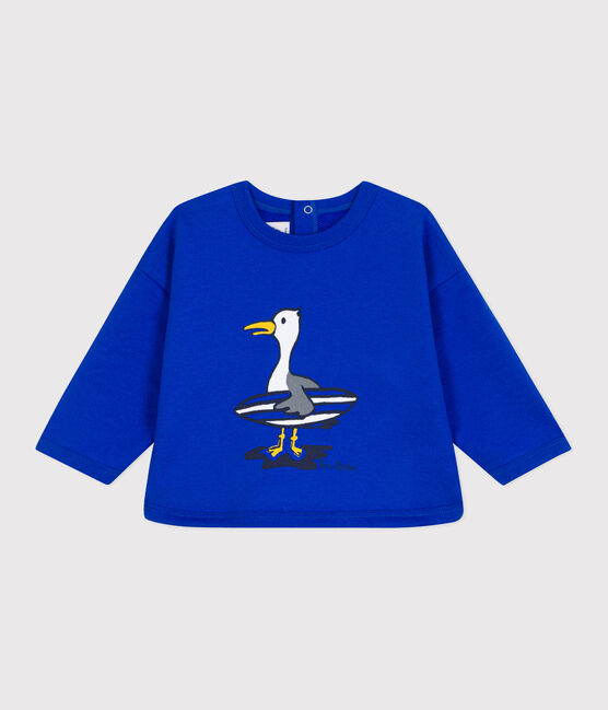 Felpa in cotone tinta unita neonato blu PERSE