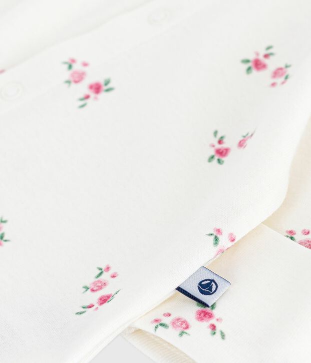 Pigiama in cotone con colletto a fiori neonato bianco/multicolore
