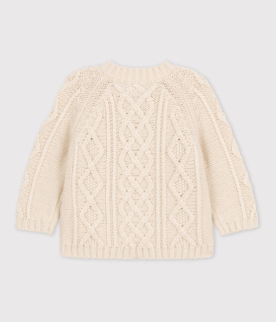 Maglione in maglia intrecciata di cotone per neonati ecru AVALANCHE
