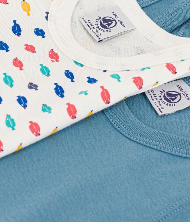 Confezione da 2 canottiere bambino in cotone con animali marini multicolore