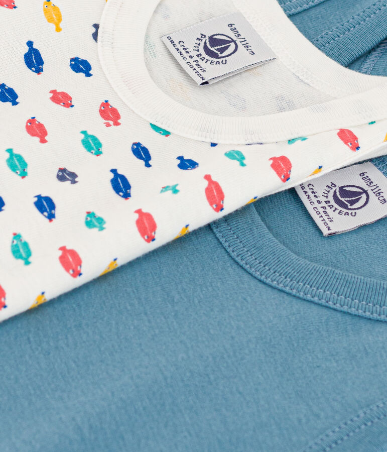 Confezione da 2 canottiere bambino in cotone con animali marini multicolore