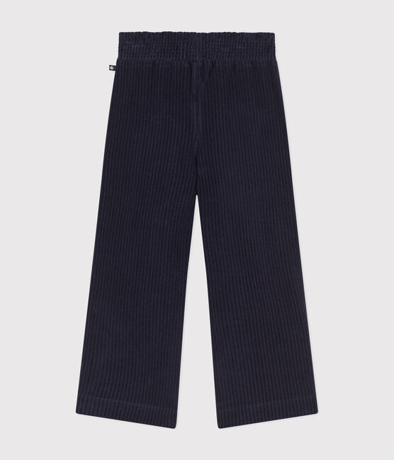 Pantaloni ampi in velluto sottile bambina blu SMOKING