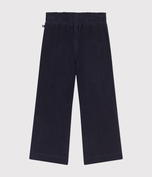 Pantaloni ampi in velluto sottile bambina blu