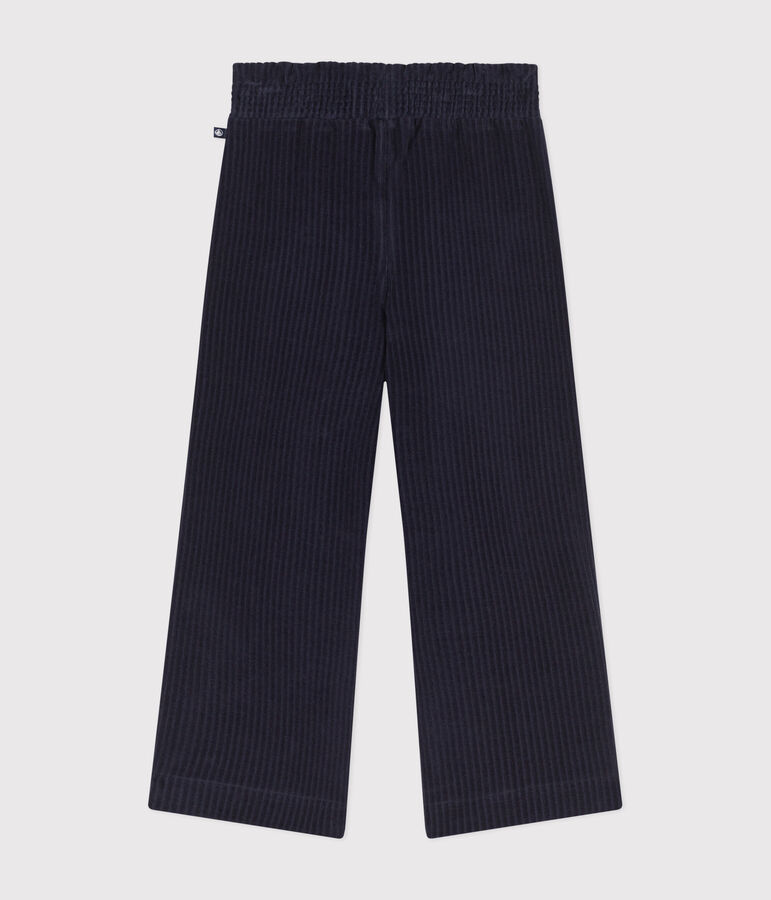Pantaloni ampi in velluto sottile bambina blu SMOKING