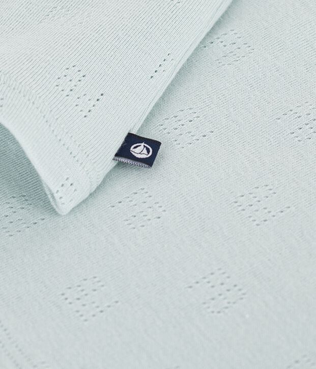 Polo a maniche corte in cotone traforato fantasia neonato verde