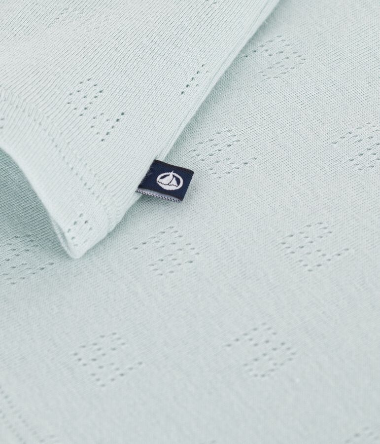 Polo a maniche corte in cotone traforato fantasia neonato blu