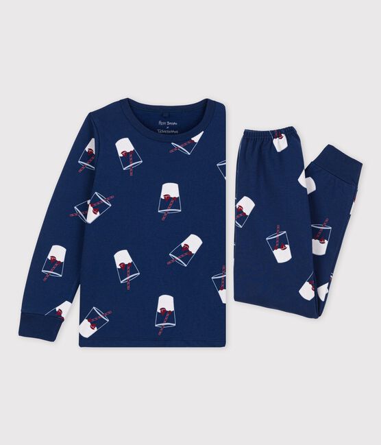Pigiama bambino in cotone biologico Tajinebanane x Petit Bateau blu MEDIEVAL/bianco MULTICO