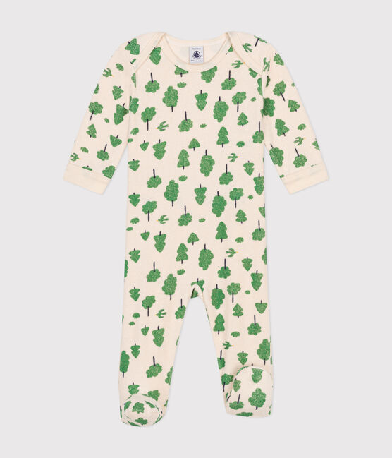 Pigiama in spugna bouclette spazzolata con alberi stampati neonato bianco AVALANCHE/ MULTICO