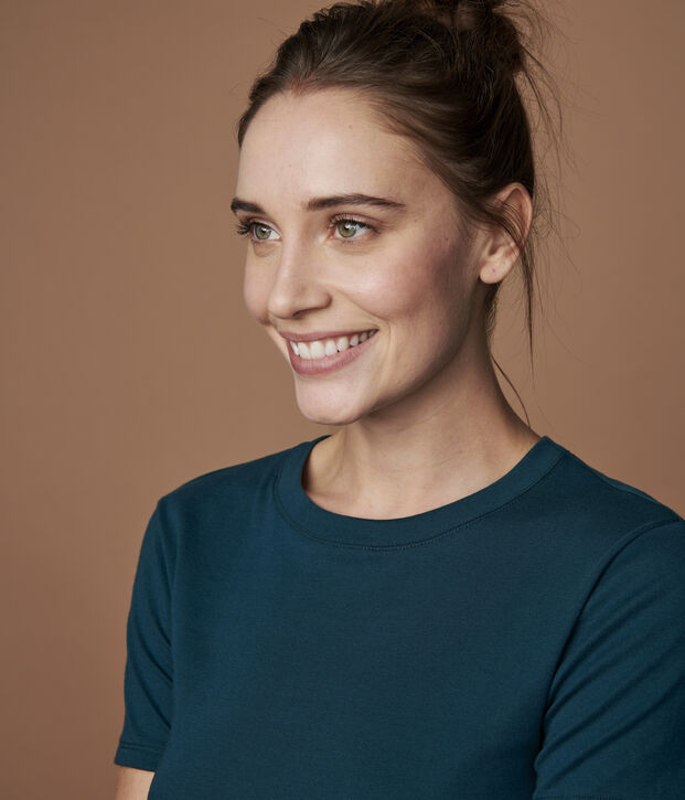 T-shirt girocollo iconica in cotone Donna verde