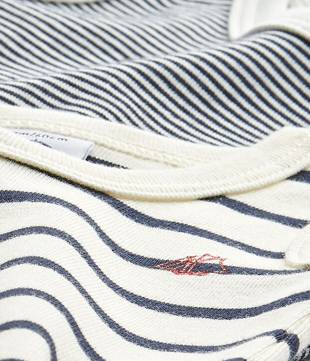 Lotto di 2 bodies beb&egrave; bambino senza maniche rigati bianco