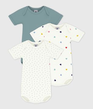 Set di body a maniche corte in cotone con cuore stampato neonato multicolore