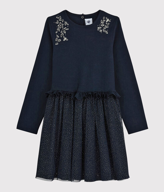 Abito maniche lunghe bambina blu SMOKING