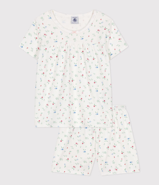 Pigiama corto in cotone con stampa a frutti bambina bianco MARSHMALLOW/bianco MULTICO