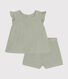 Completo blusa e shorts bebè in garza di cotone