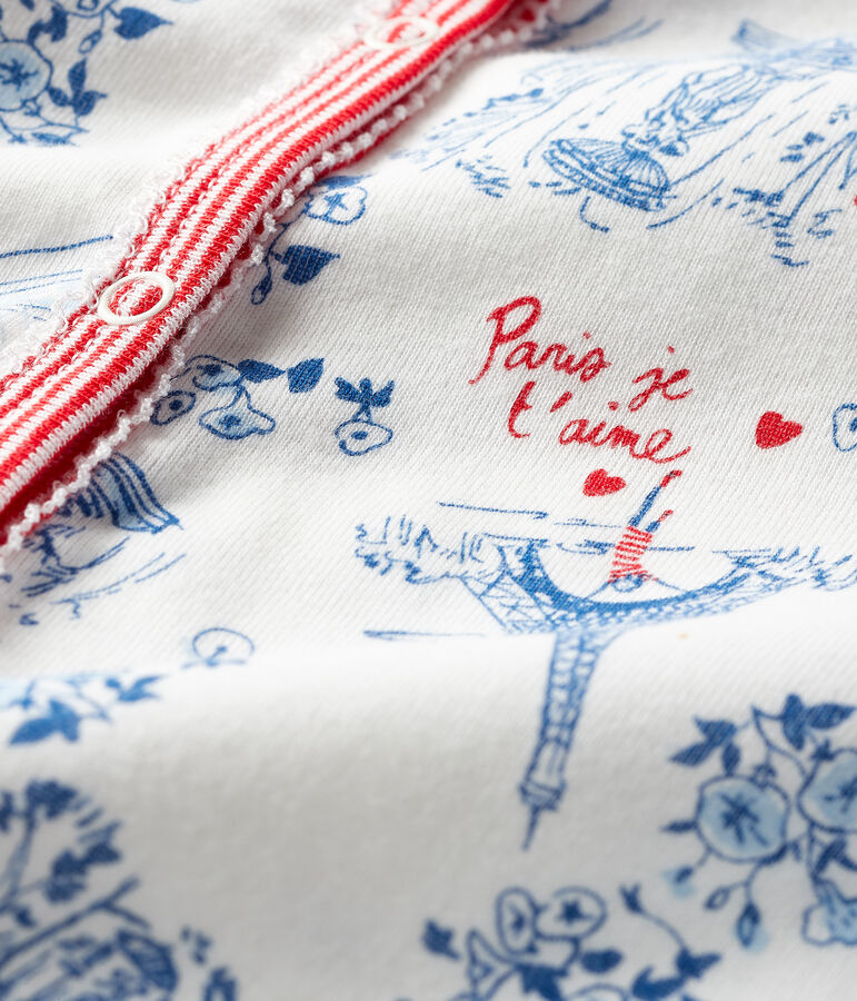 Tutina pigiama beb&egrave; a costine bianco/multicolore