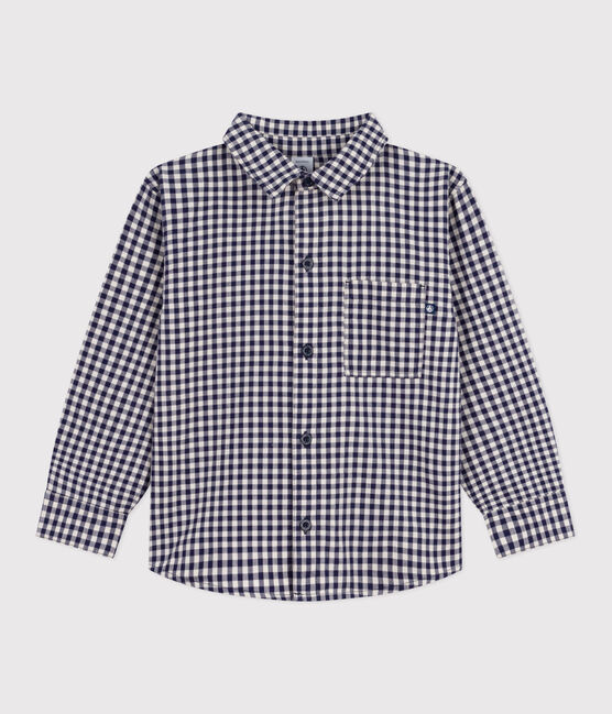Camicia in cotone a quadri bambino blu SOIR/ MILK
