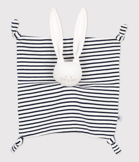 Peluche a forma di coniglietto marinaio in cotone biologico bianco MARSHMALLOW/blu SMOKING
