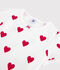 Pigiama short per bambini in cotone con stampa a cuori bianco/rosso