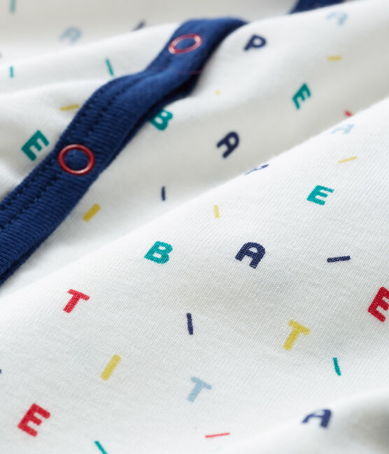 Tutina pigiama senza piedi bambino a costine bianco MARSHMALLOW/bianco MULTICO