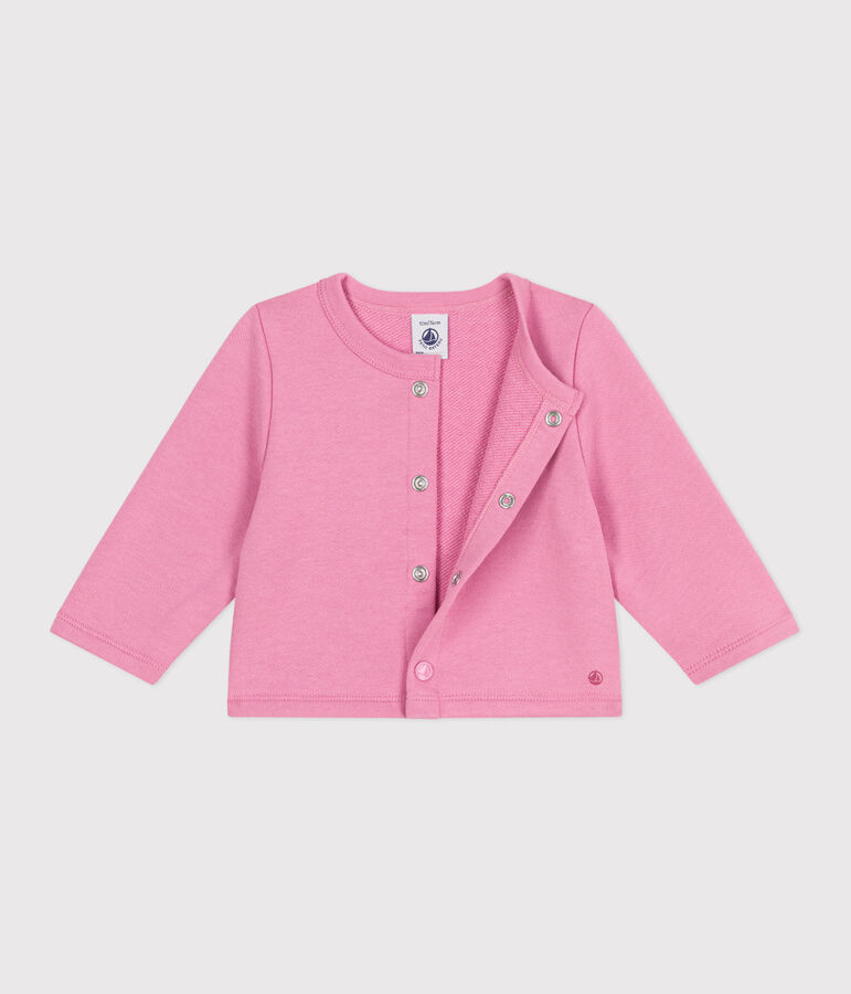 Cardigan in cotone tinta unita neonato rosa
