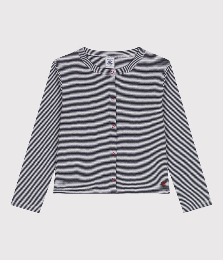 Cardigan in cotone a righe bambina blu/bianco
