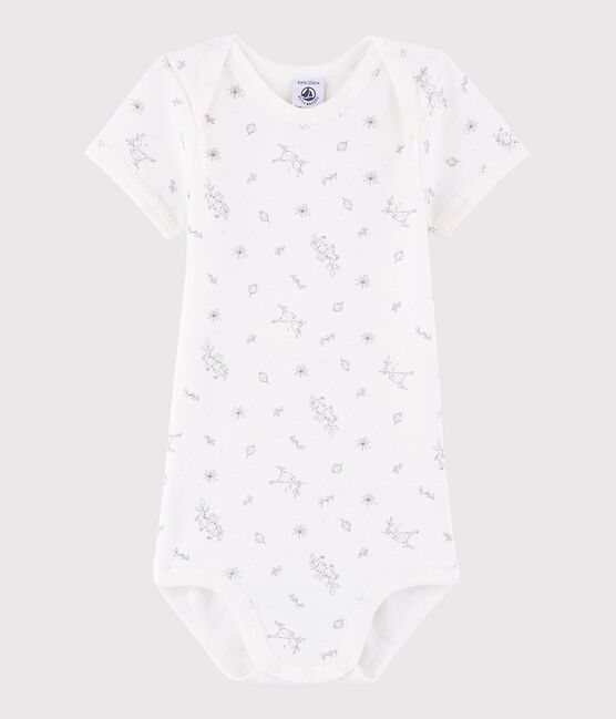 Body manica corta bebè femmina bianco MARSHMALLOW/bianco MULTICO